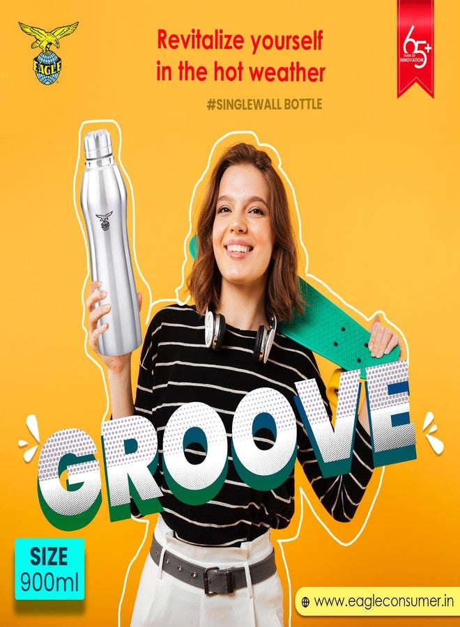 Eagle Groove Stainless Steel Single Wall Fridge Water Bottle For Office | School | Trekking | Hiking | Travel (Stainless Steel, 900ml) - Image 4